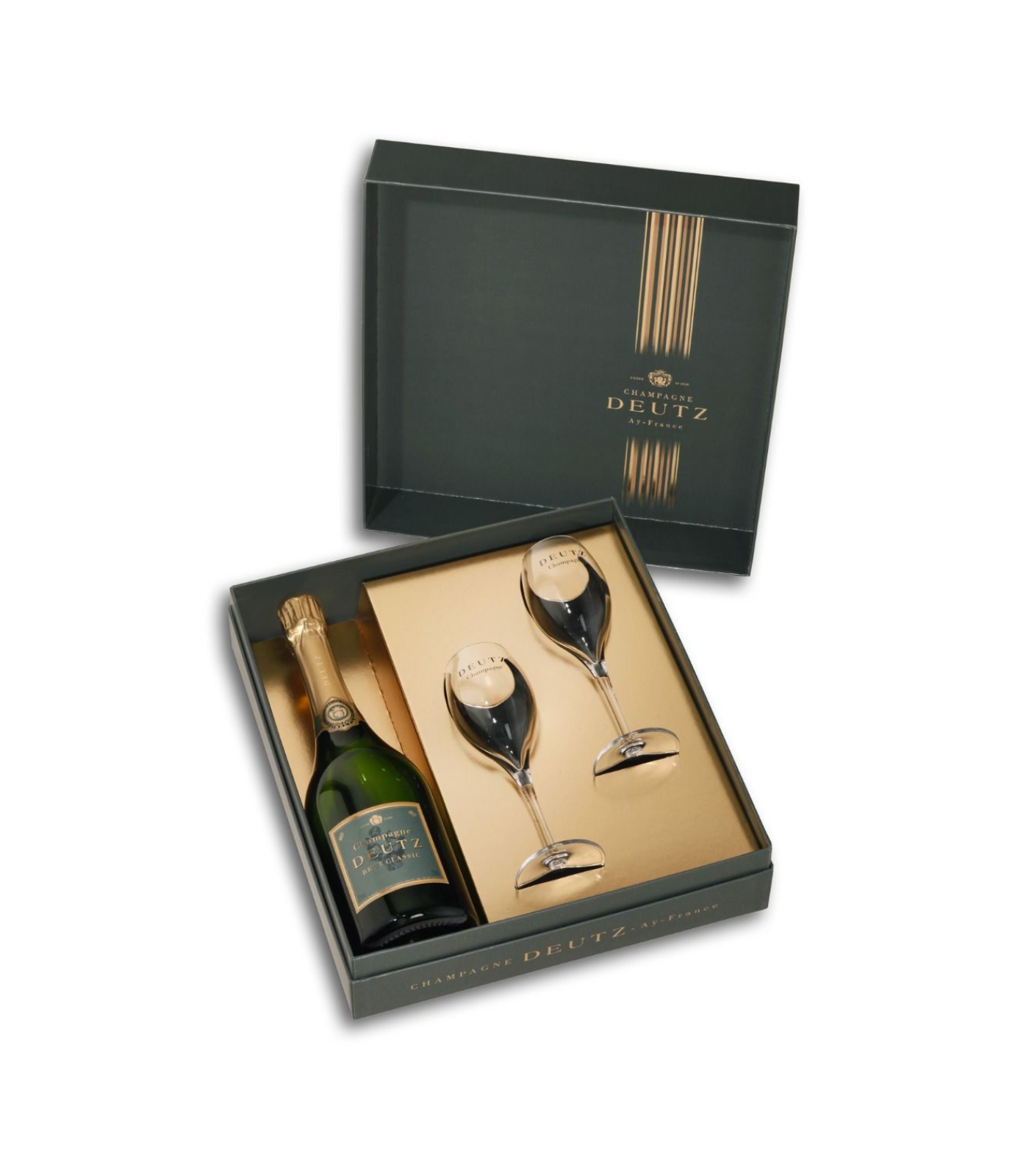 Deutz Brut Classic NV Champagne Gift Set 750ml with 2 Glasses Deutz Brut Classic NV Champagne Gift Set 750ml with 2 Glasses