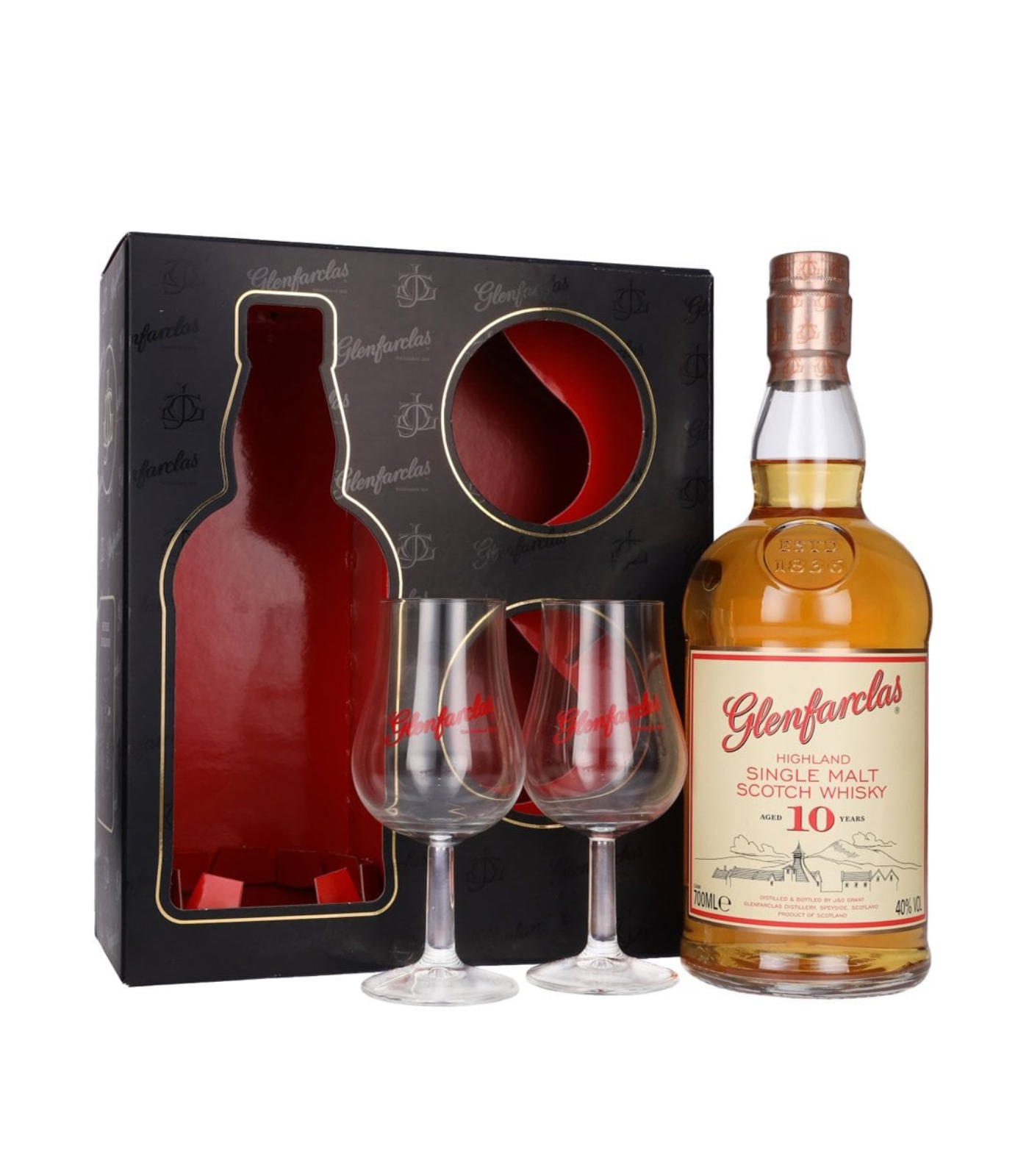 Glenfarclas 10 Years Singlemalt Whisky 700ml - w/ 2 Glasses Gift Pack