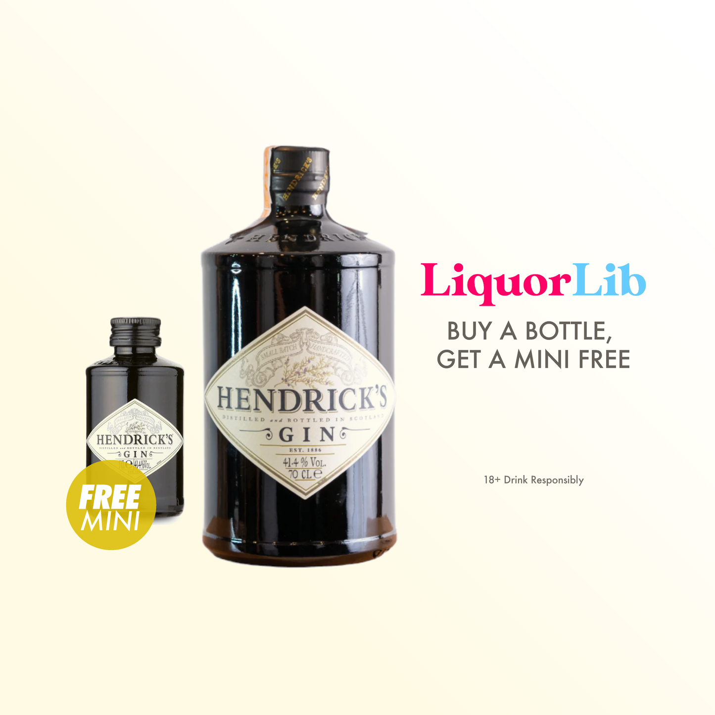 Hendrick's Gin 700ml bottle – Buy a Bottle Get a Mini Free promotion