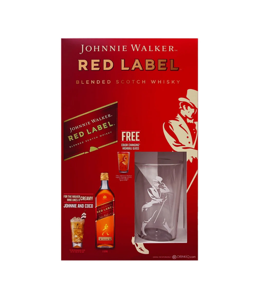 Johnnie Walker Red Label Gift Set with Free Color-Changing Highball Glass (1L)