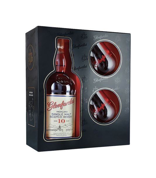 Glenfarclas 10 Years Singlemalt Whisky 700ml - w/ 2 Glasses Gift Pack