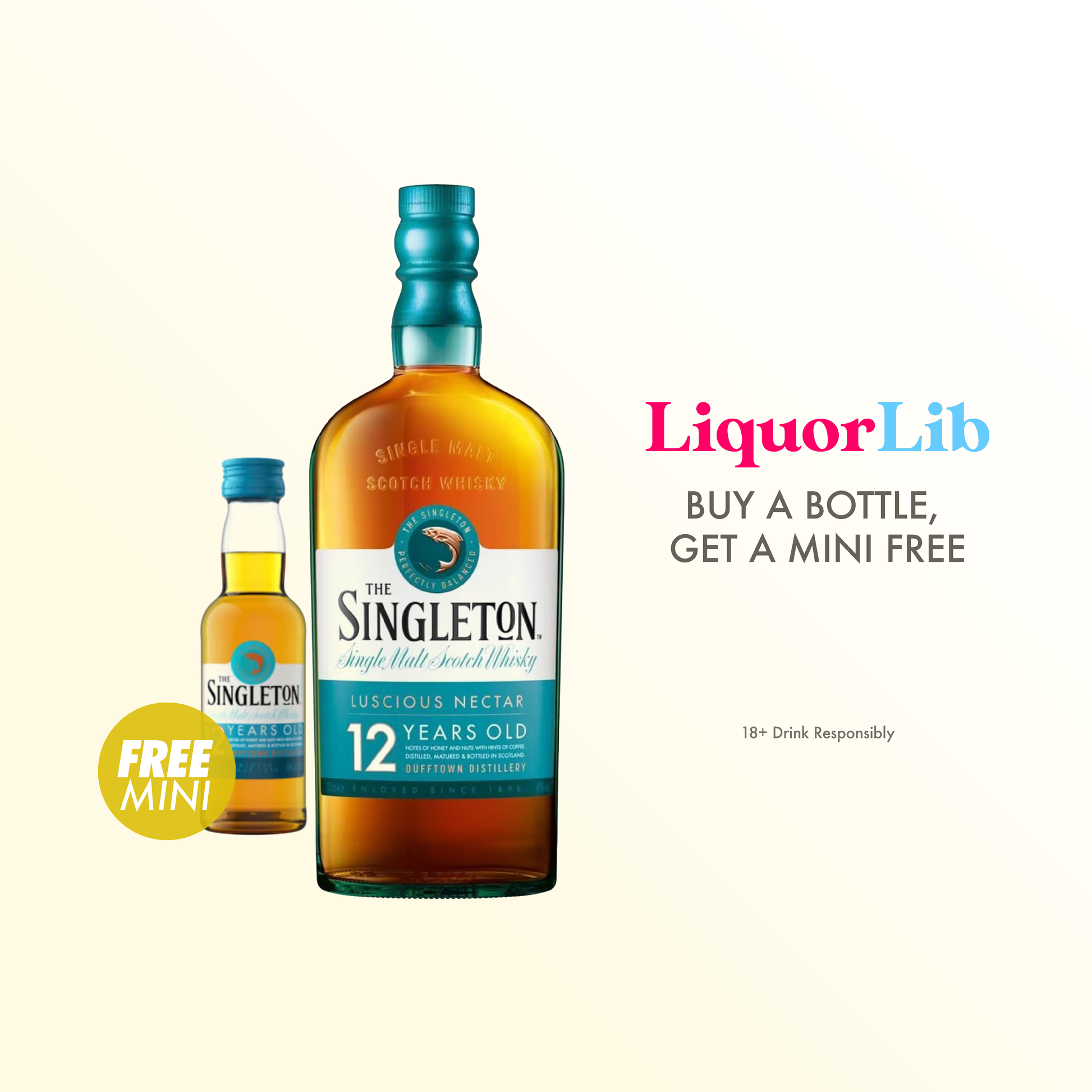 The Singleton 12 Year Old Single Malt Scotch Whisky 700ml Buy a Bottle Get a Mini Free promo