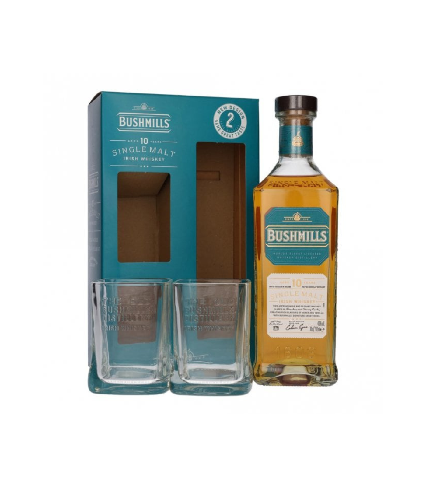Bushmills 10 Year Old Irish Whiskey Gift Set with Glass – 70cl, 40% | Aged Single Malt Irish Whiskey